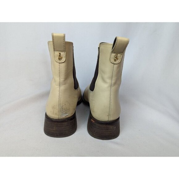 Sam Edelman 7 Thelma Eggshell Chunky Heel Pull On Squared Toe Ankle Boots Bootie - Picture 15 of 16